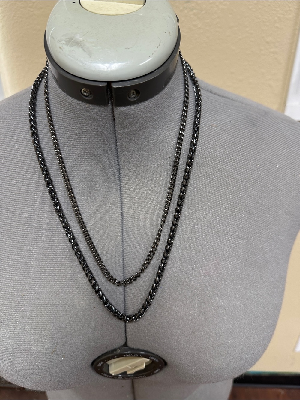 NWT Set Men's Black Stainless Steel Double Chain Necklace